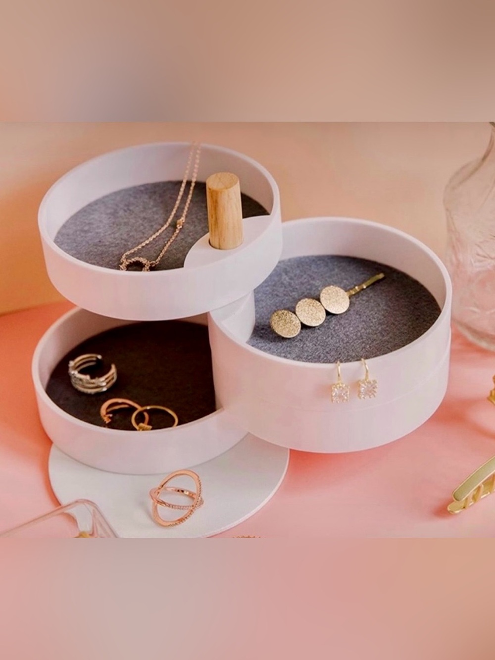 The 2Bandits White Tiered Catchall Jewelry Trinket Tray